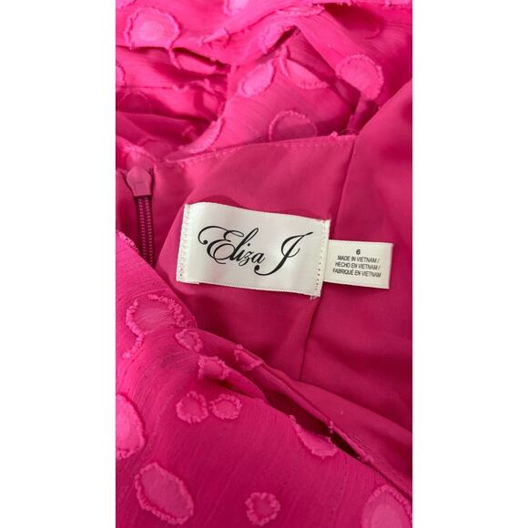 Eliza J Womens Pink Polka Dot Sleeveless Mini Dress Tiered Side Zip Size 6 - Picture 8 of 12